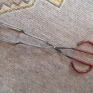 Vintage Scissor Cooking Tongs Metal Canning Turning Long Handle 15" inch